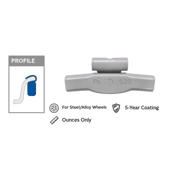Wegmann Automotive 1.75 oz Zinc Coated Clip-on TZ Gray Series Wheel Weight (Box of 25)
