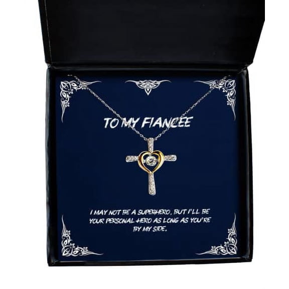 Perfect Fiancee Gifts, I May not be a Superhero, but I'll be Your Personal Hero as, Holiday Cross Dancing Necklace for Fiancee, Engagement Present, Engagement Gift, Betrothal Gift, Promise Ring