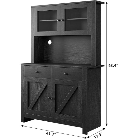 Your Perfect Find Versatile Kitchen Food Cabinet with Microwave Stand – Freestanding Storage Cabinet with Drawers and Adjustable Shelves, Perfect for Dining Rooms and Buffets, Black Finish