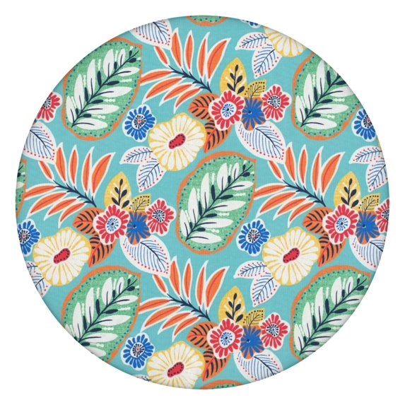 Perfect Fit Boho Round Table Cover, Colorful Floral Design with Elasticated Border for 52 54 56 Inch Circular Tables
