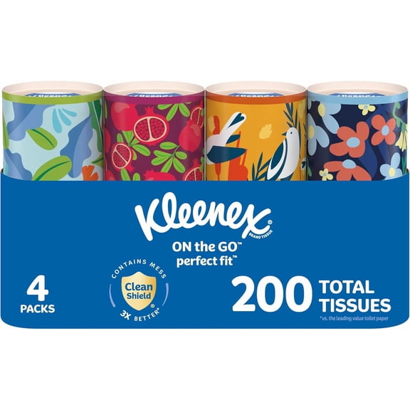 Perfect Fit Facial Tissues, 4 Cannisters, 50 Tissues per Can, 2-Ply (200 Total), Packaging May Vary