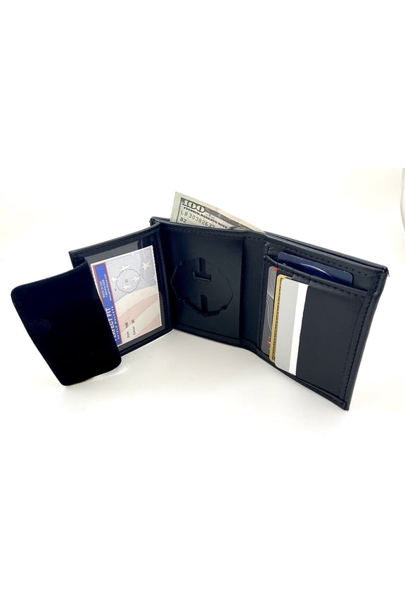 Shield Wallets FDNY New York City Fire Department Recessed Hidden Badge Wallet Leather (Cutout PF-20) Black Y101
