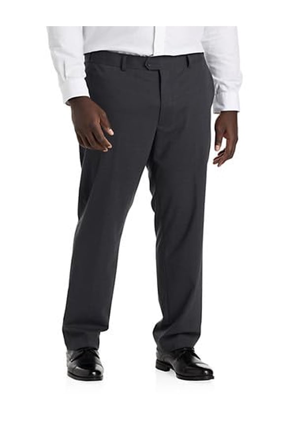 Perfect Fit Waist-Relaxer Flat-Front Suit Pants Charcoal 48 x 32
