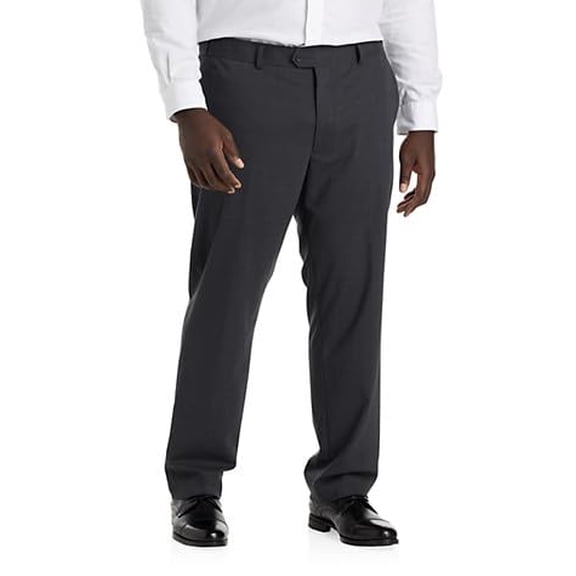 Perfect Fit Waist-Relaxer Flat-Front Suit Pants Charcoal 52 x 30