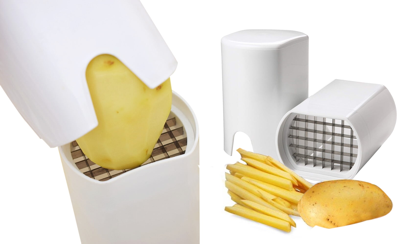 Compact White Stainless Steel French Fry Cutter