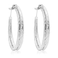 thumbnail image 1 of Textured Twisted Hoop Earrings - Silver Tone 1.5 Inch Classic Fashion Hoops Jewelry Silver, 1 of 7