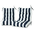 thumbnail image 1 of Perfect Garden Outdoor High Back Chair Cushion, Tufted Rocking Chair Cushions Waterproof Adirondack Chair Cushion for Patio Porch Garden 44” x 22” x 4” Set of 2. (Navy Blue/White Canaba gtripe), 1 of 6