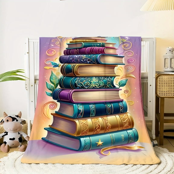 Perfect Gift Cozy Flannel Throw Blanket with "Reading is My Happy Place" Design Ultra Soft Lightweight and Warm for Couch Bed Travel Camping Home Decor Gift for Book Lovers Students Blanket