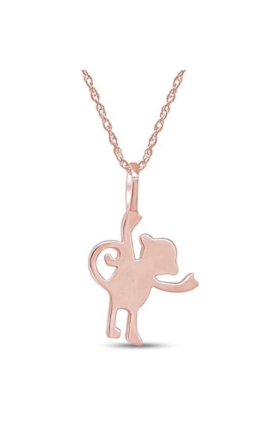 Perfect Gift Idea 925 Sterling Silver 14K Rose Gold Plated Monkey Animal Love Charm Pendant Necklace For women