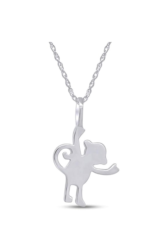 Perfect Gift Idea 925 Sterling Silver 14K White Gold Plated Monkey Animal Love Charm Pendant Necklace For women