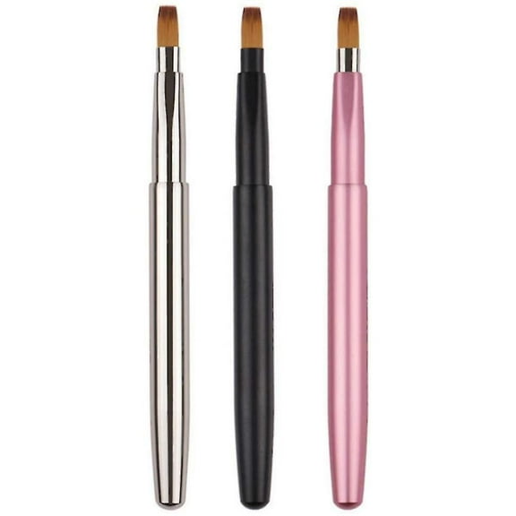 Perfect Gift Retractable Lip Brush, Double-ended Design for Lipstick and Lip Gloss, Soft Bristles, Portable Makeup Tool with Protective Cover, Wide Application (3PCS)