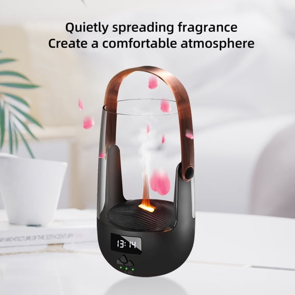 Perfect Gift Retro Essential Oil Diffuser with Realistic Flame Effect - 200ML Humidifier, 3 Timers, Ambient Lighting & Waterless Protection