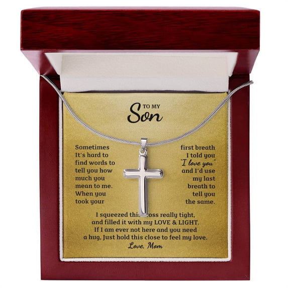 Perfect Gift for Son - Artisan Cross Necklace - Gift Box & Message Card