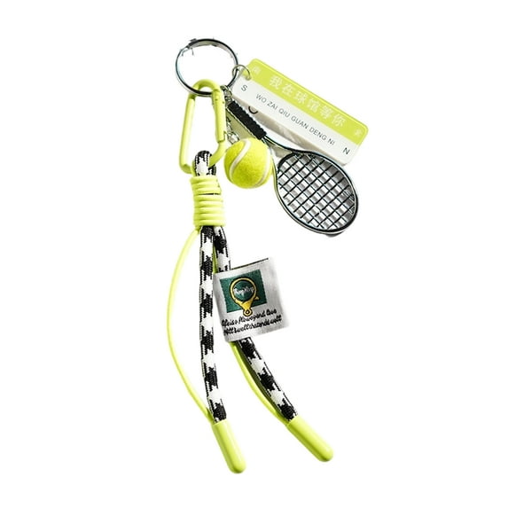 Perfect Gift for Sports Lovers Green Hand Woven Keychain Pendant Tennis Racket Design User Friendly Accessory