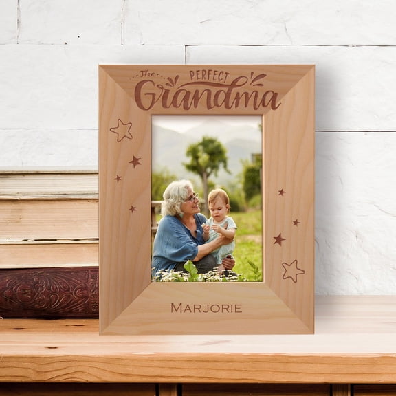 Perfect Grandma Personalized Wooden Frame 3 1/2" x 5" Brown (Vertical)