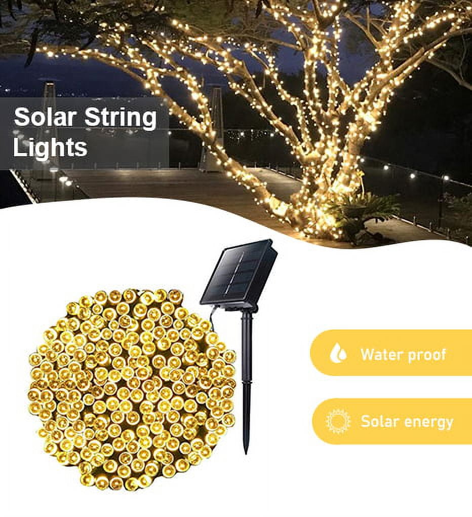 Perfect Holiday 100 LED Solar String Lights,Waterproof for Outdoor Home decor, Christmas, Parties, Garden - Warm White