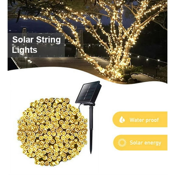 Perfect Holiday 100 LED Solar String Lights,Waterproof for Outdoor Home decor, Christmas, Parties, Garden - Warm White