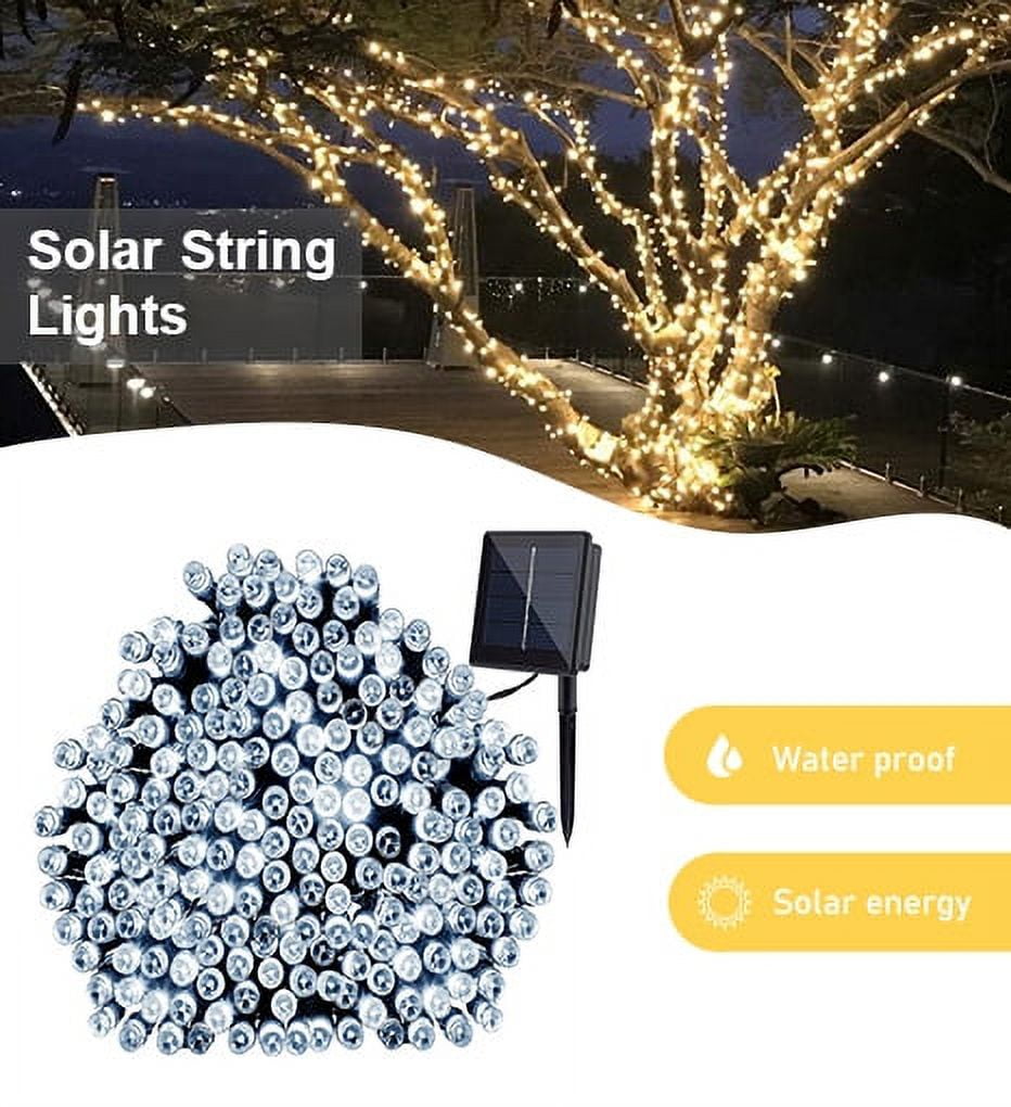 Perfect Holiday 100 LED Solar String Lights,Waterproof for Outdoor Home decor, Christmas, Parties, Garden - White