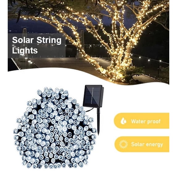 Perfect Holiday 100 LED Solar String Lights,Waterproof for Outdoor Home decor, Christmas, Parties, Garden - White