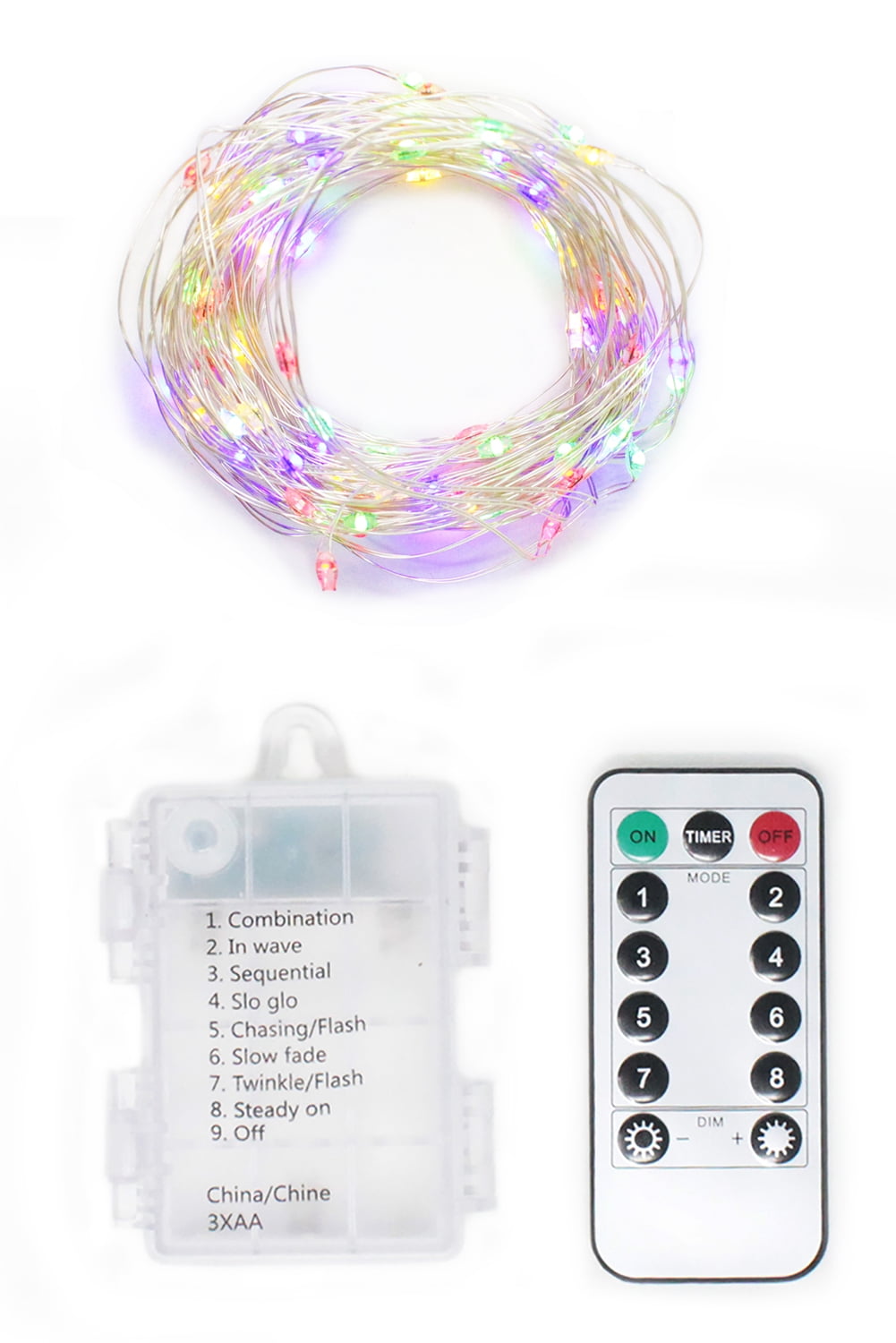 Perfect Holiday 100 LED String Lights Indoor/Outdoor Battery Operated with 9 Option Remote - Multi Color for Bedroom Décor, Patio, Holidays