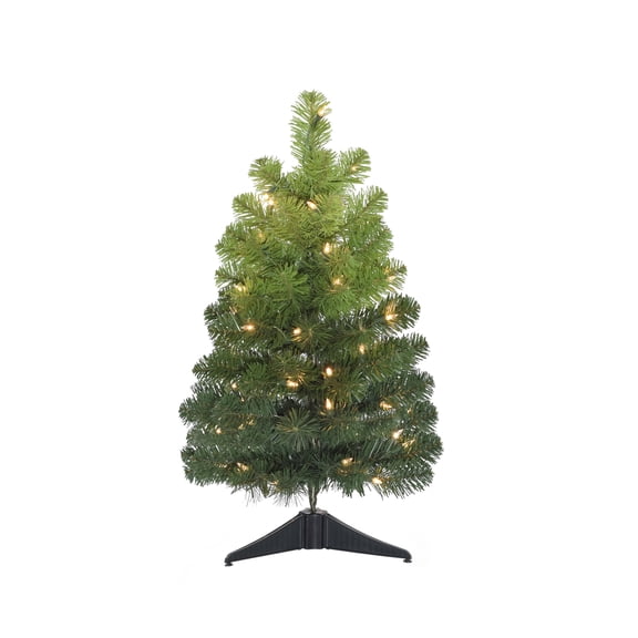 Perfect Holiday 2 Ft Tabletop Ombre Green Christmas Tree, 80 Tips, UL 50 Clear Lit WW, Dia 15"