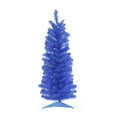 thumbnail image 1 of Perfect Holiday 3 Ft Noble Fir Pencil Christmas Tree, 143 Tips with Plastic Stand, Blue, 1 of 6