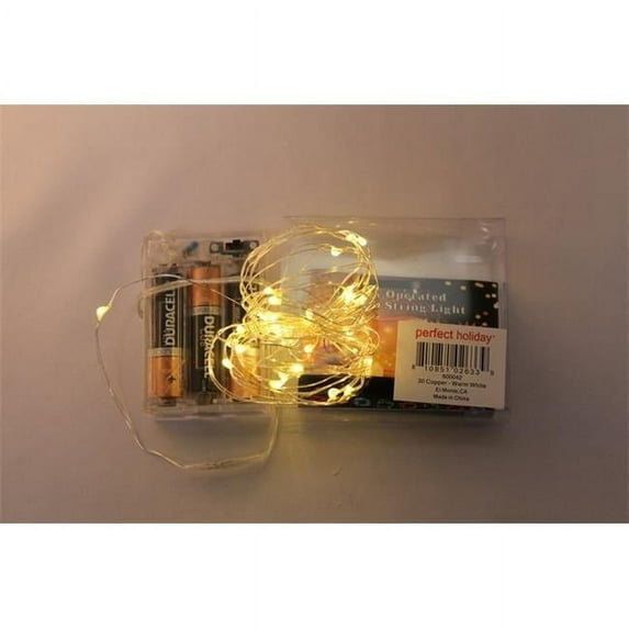 Perfect Holiday 30 LED Fairy String Light Battery Operated Copper Wire, Warm White