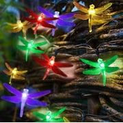 Perfect Holiday 30 LED Solar String Lights,Waterproof with Dragonfly Design Bulbs for Outdoor Home decor, Christmas, Parties, Garden - Multicolor