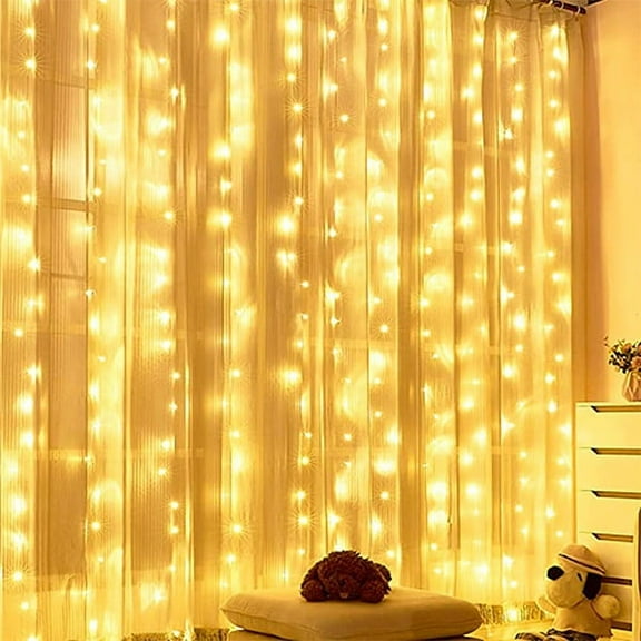 Perfect Holiday 300 LED USB Fairy Curtain Light With Remote And 8 Light Modes - Warm White