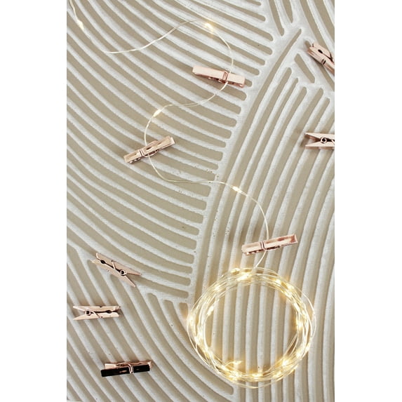 Perfect Holiday 36 LED Rose Gold Photo Clip String Light (Warm White) - Battery Operated