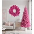 thumbnail image 1 of Perfect Holiday 6ft Canadian Pine Christmas Tree, 855 pvc branch tips with Metal Stand, Pink, 1 of 5