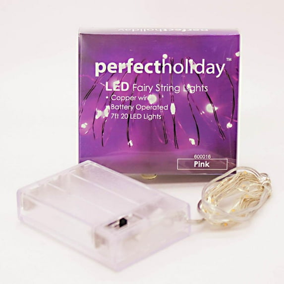Perfect Holiday 600016 Battery Operated copper 20 LED String Light - Pink
