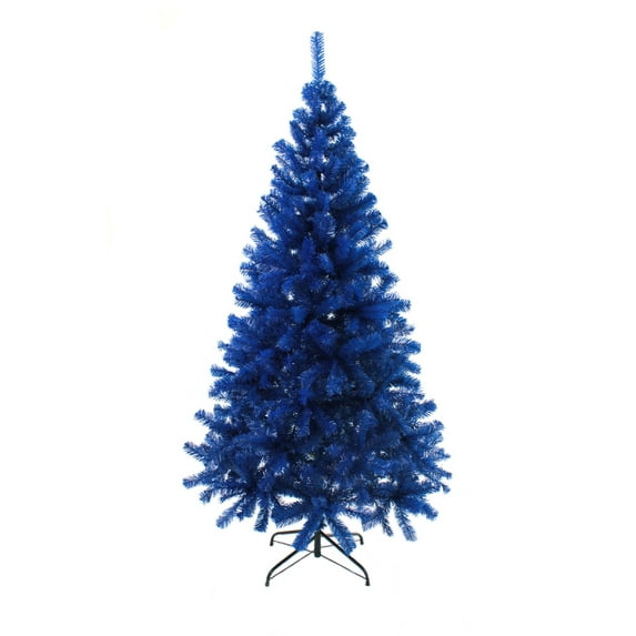 Perfect Holiday 6ft Canadian Pine Christmas Tree, 855 pvc branch tips with Metal Stand, Blue