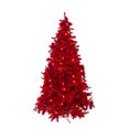 thumbnail image 1 of Perfect Holiday 7.5 Ft Prelit Ruby Red Christmas Tree with 600 LED & 45 Lrg Bulbs, Dia 66" - Red Metal Stand Included, 1 of 2