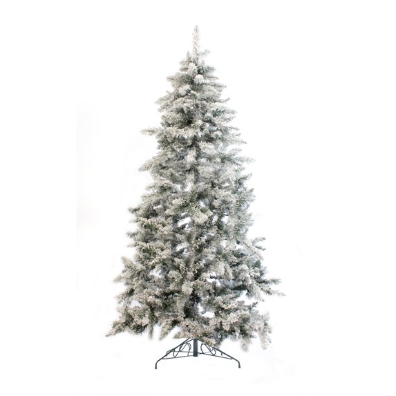 Perfect Holiday 7.5 Ft Alpine Spruce Christmas Tree, 1292 realistic snow flocked Tips with Metal Stand