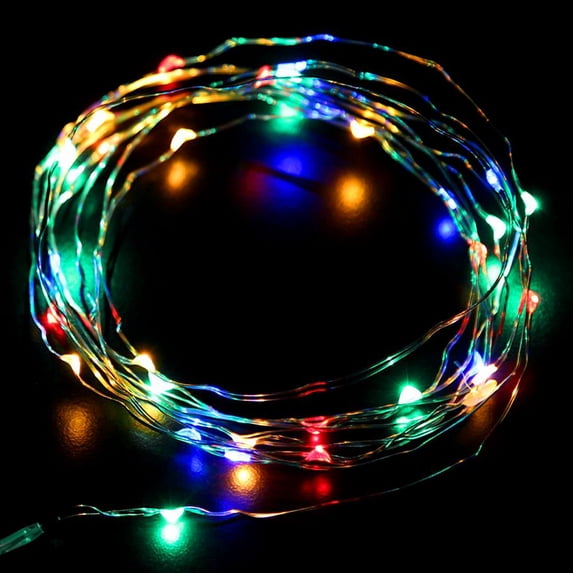 Perfect Holiday 7ft 20 RGB LED Fairy String Lights Copper LED Battery Powered Thin String Wire, for indoor, Christmas