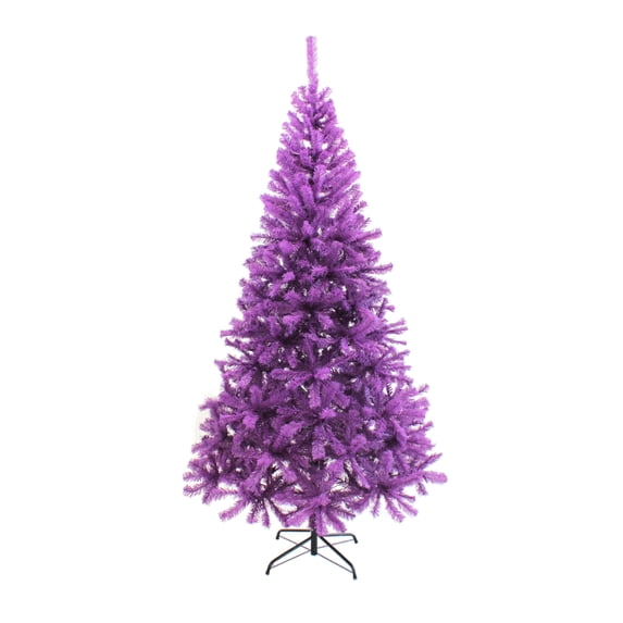 Perfect Holiday 7ft Canadian Pine Christmas Tree, 855 pvc branch tips with Metal Stand, Purple