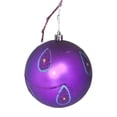 thumbnail image 1 of Perfect Holiday Handpainted 1-Piece Shatterproof Christmas Ornament Set, 3.9-Inch, Purple Matte Ball with Peacock and Acrylic Diamond, 1 of 4