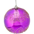 thumbnail image 1 of Perfect Holiday Handpainted 2-Piece Shatterproof Christmas Ornament Set, 3.14-Inch, Shiny Purple Ball with Gold Scroll, 1 of 2