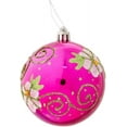 thumbnail image 1 of Perfect Holiday Handpainted 2-Piece Shatterproof Christmas Ornaments, 3.14-Inch, Shiny Rose Red Ball with Flower and Acrylic Diamond, 1 of 2