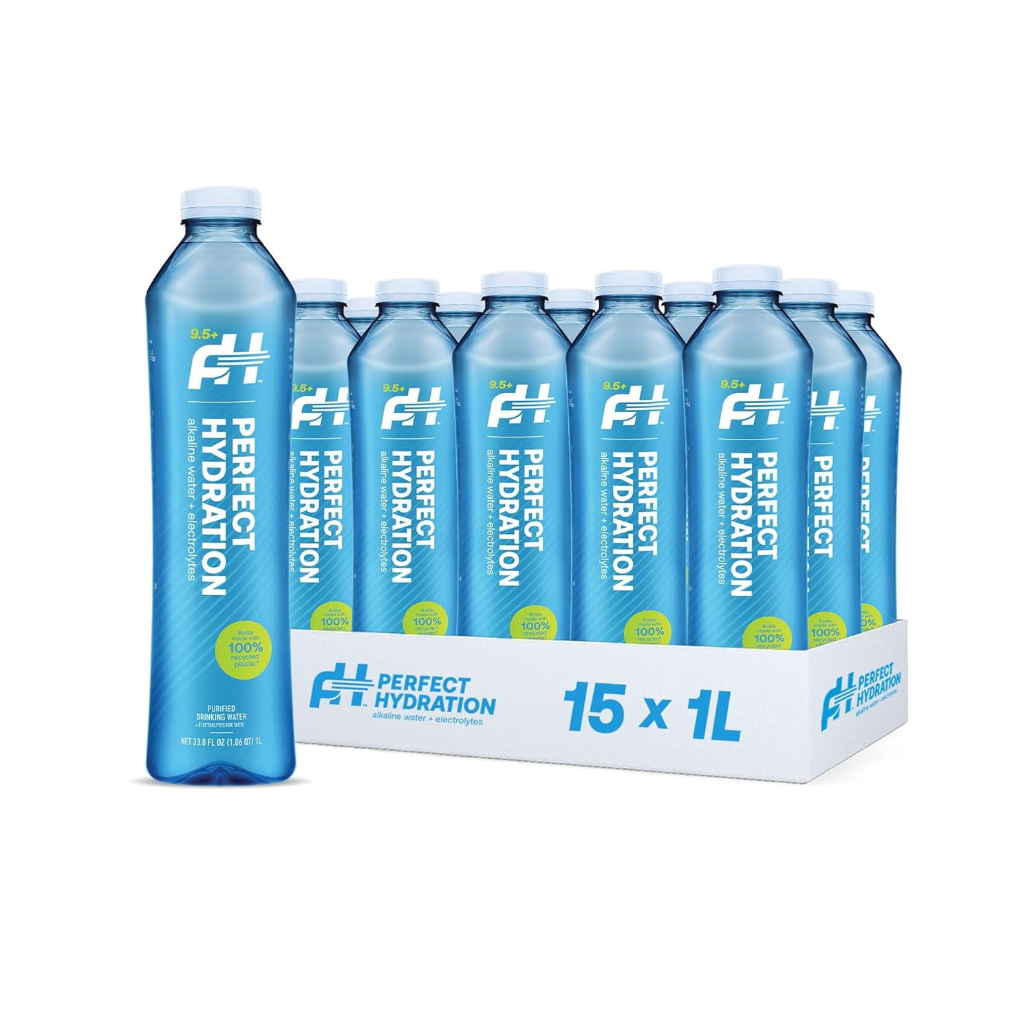 Perfect Hydration 9.5+ pH Alkaline Drinking Water, 1-Liter Bottle, Case of 15