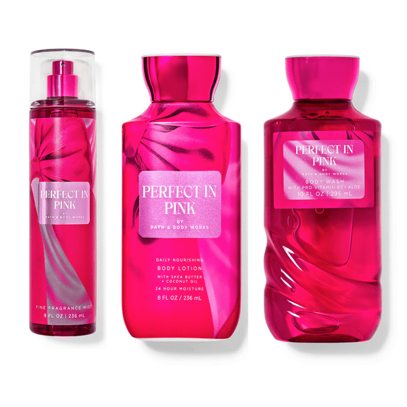 Perfect In Pink Gift Set by Bath + Body Works - Fine Fragrance Mist, Body Wash, and Daily Nourishing Body Lotion