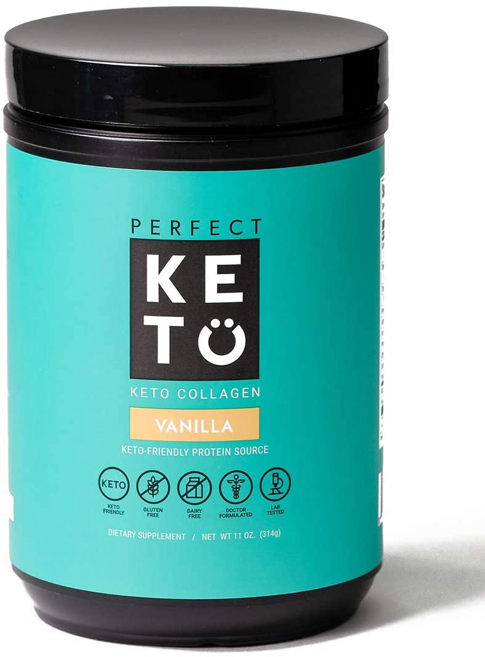 Perfect Keto Collagen Protein Powder with MCT Oil Grassfed, GF, Multi