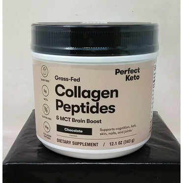 Perfect Keto Grass-Fed Collagen Peptides Powder with MCT Oil, Chocolate, BB 9/25