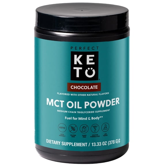 Perfect Keto MCT Oil, C8 Powder | Coconut Medium Chain Triglycerides for Pure Clean Energy | Ketogenic Non Dairy Coffee Creamer - Chocolate