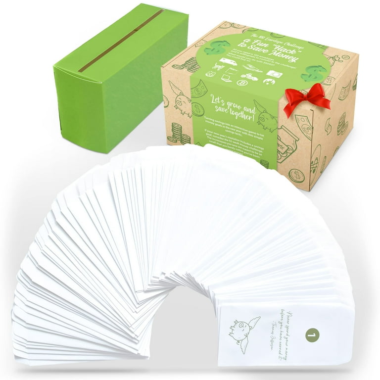 Perfect Life Ideas 100 envelopes Money Saving Challenge Box kit