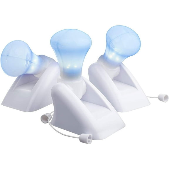 Perfect Life Ideas 3-Pack Battery-Operated LED Light Bulbs Peel-and-Stick Portable Lamps, Adjustable, No Wiring or Outlets Needed