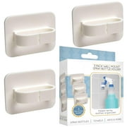 Perfect Life Ideas 3 Pack Wall Mount Spray Bottle Holder - Multi Use Spray Bottle Organizer, Key Holder, Towel Holder for Bathroom and Kitchen Storage with Stick On Mounting Pads