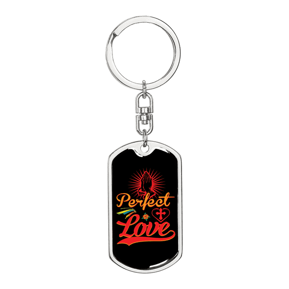 Perfect Love Stainless Steel or 18k Gold Premium Swivel Dog Tag Keychain
