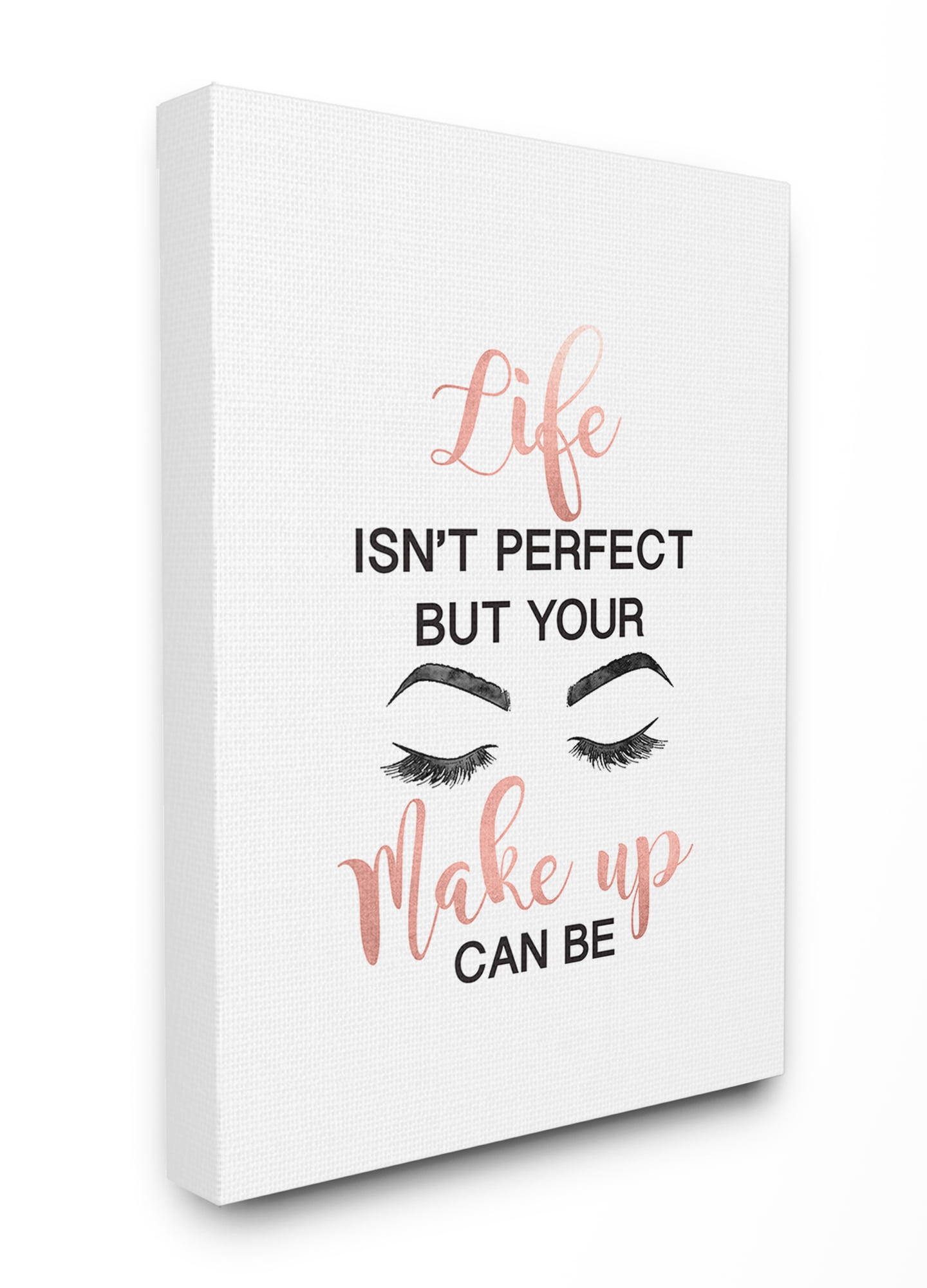 Perfect Make Up with Lashes Fashion Typography Canvas Wall Art